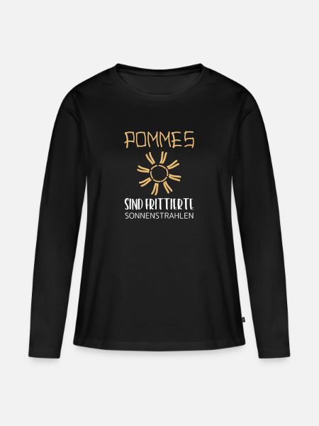 Pommes sind frittierte Sonnenstrahlen - Frauen Premium Bio Langarmshirt - Schwarz