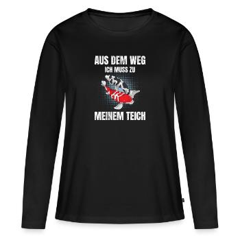 Aus dem Weg ich muss zu meinem Teich Koi Karpfen - Frauen Premium Bio Langarmshirt - Schwarz - Vorne - Julia (174cm)