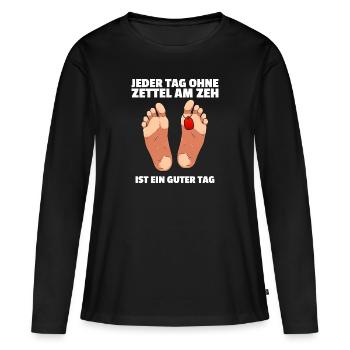 Jeder Tag ohne Zettel am Zeh ist ein guter Tag - Frauen Premium Bio Langarmshirt - Schwarz - Vorne - Julia (174cm)