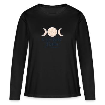 Bébé Cosmique – Conception Spirituelle de la Lune - T-shirt manches longues Premium bio Femme - noir - Devant - Julia (174cm)