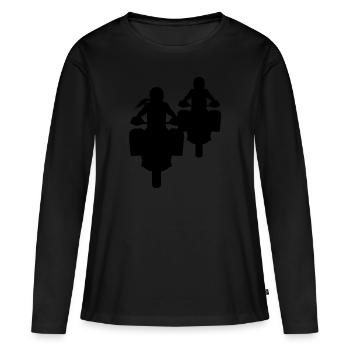 Bikercouple Motorcycle Couple Couple Motorcycle - Women's Premium Organic Long Sleeve Shirt - black - Front - Julia (174cm)