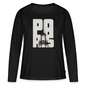 Tour eiffel paris - T-shirt manches longues Premium bio Femme - noir - Devant - Julia (174cm)