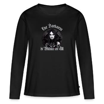 Les ténèbres sont en nous tous - T-shirt manches longues Premium bio Femme - noir - Devant - Julia (174cm)