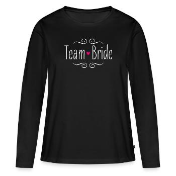 Équipe Mariée Mariée Coeur Rose Mariage Fête De Mariage - T-shirt manches longues Premium bio Femme - noir - Devant - Julia (174cm)