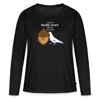 Nuss und Kuss - Frauen Premium Bio Langarmshirt - Schwarz - Vorne - Julia (174cm)