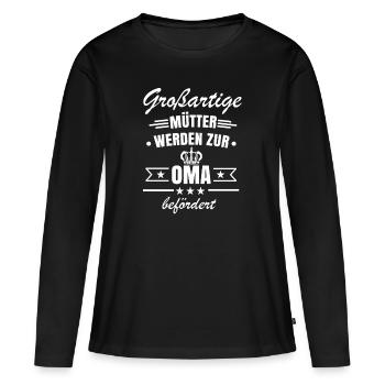 Zur Oma befördert - Frauen Premium Bio Langarmshirt - Schwarz - Vorne - Julia (174cm)
