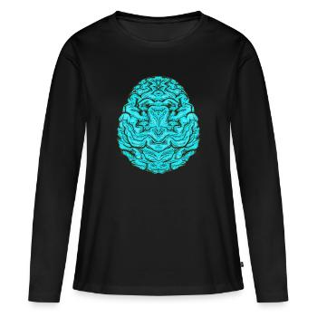 Gehirn blau - Frauen Premium Bio Langarmshirt - Schwarz - Vorne - Julia (174cm)
