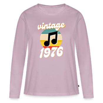 né 1976 année 76 idée cadeau anniversaire - T-shirt manches longues Premium bio Femme - rose poudré - Devant - Julia (174cm)