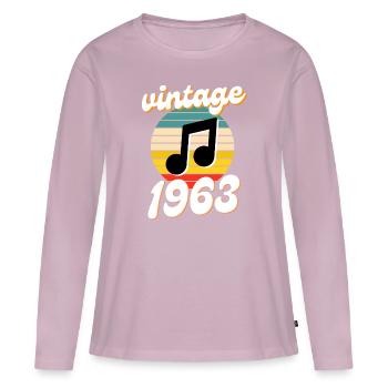 né 1963 millésime 63 idée cadeau anniversaire - T-shirt manches longues Premium bio Femme - rose poudré - Devant - Julia (174cm)