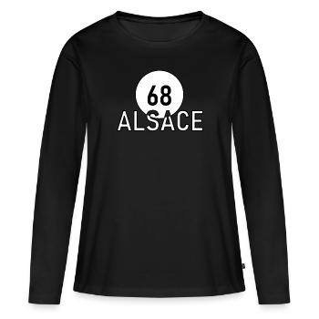 Alsace N68 - T-shirt manches longues Premium bio Femme - noir - Devant - Julia (174cm)
