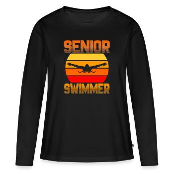 Senior Swimmer - T-shirt manches longues Premium bio Femme - noir - Devant - Julia (174cm)