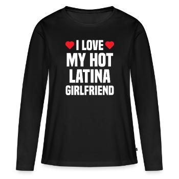 J'aime mon copain cadeau copine latina chaude - T-shirt manches longues Premium bio Femme - noir - Devant - Julia (174cm)