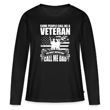 Some people call me veteran - T-shirt manches longues Premium bio Femme - noir - Devant - Julia (174cm)