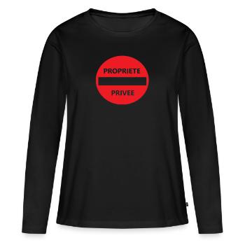 propriété privée - T-shirt manches longues Premium bio Femme - noir - Devant - Julia (174cm)