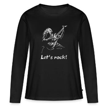 LET’S ROCK - HARD ROCK GUITARE RÉTRO CLASSIQUE - T-shirt manches longues Premium bio Femme - noir - Devant - Julia (174cm)