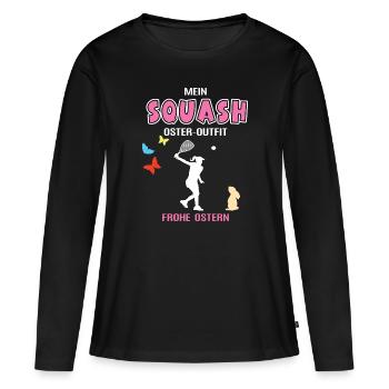 Squash Oster Outfit Ostergeschenk Squasherin Spiel - Frauen Premium Bio Langarmshirt - Schwarz - Vorne - Julia (174cm)