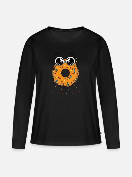 Cute orange donut cartoon - Women's Premium Organic Long Sleeve Shirt - black
