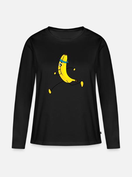 Banana running cartoon - Women's Premium Organic Long Sleeve Shirt - black
