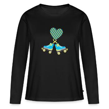 Patins à roulettes sur le coeur - T-shirt manches longues Premium bio Femme - noir - Devant - Julia (174cm)