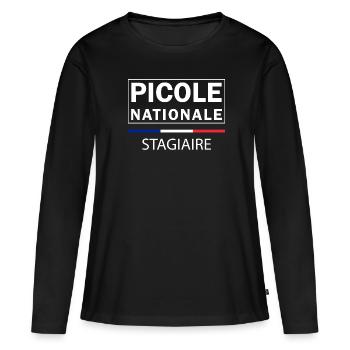 Picole Nationale - Stagiaire - T-shirt manches longues Premium bio Femme - noir - Devant - Julia (174cm)