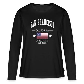 San Francisco - T-shirt manches longues Premium bio Femme - noir - Devant - Julia (174cm)