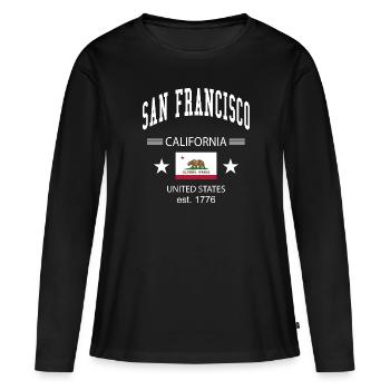 San Francisco - T-shirt manches longues Premium bio Femme - noir - Devant - Julia (174cm)