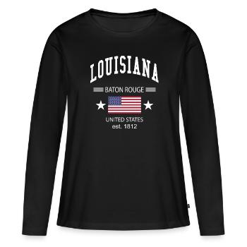 Louisiana - Frauen Premium Bio Langarmshirt - Schwarz - Vorne - Julia (174cm)