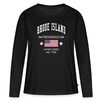 Rhode Island - T-shirt manches longues Premium bio Femme - noir - Devant - Julia (174cm)