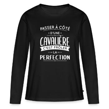 Cavalière - Frôler la perfection - T-shirt manches longues Premium bio Femme - noir - Devant - Julia (174cm)