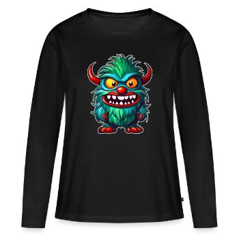 Monstre laid - T-shirt manches longues Premium bio Femme - noir - Devant - Julia (174cm)
