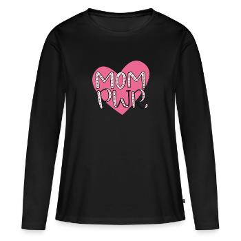 MOM PWR - Frauen Premium Bio Langarmshirt - Schwarz - Vorne - Julia (174cm)