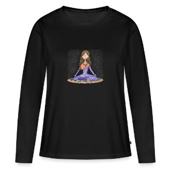méditation - T-shirt manches longues Premium bio Femme - noir - Devant - Julia (174cm)
