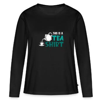 Mon thé rituel du matin - T-shirt manches longues Premium bio Femme - noir - Devant - Julia (174cm)