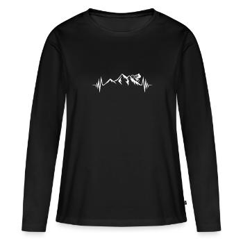 Mountainbike Heartbeat Mountainbiker - Frauen Premium Bio Langarmshirt - Schwarz - Vorne - Julia (174cm)