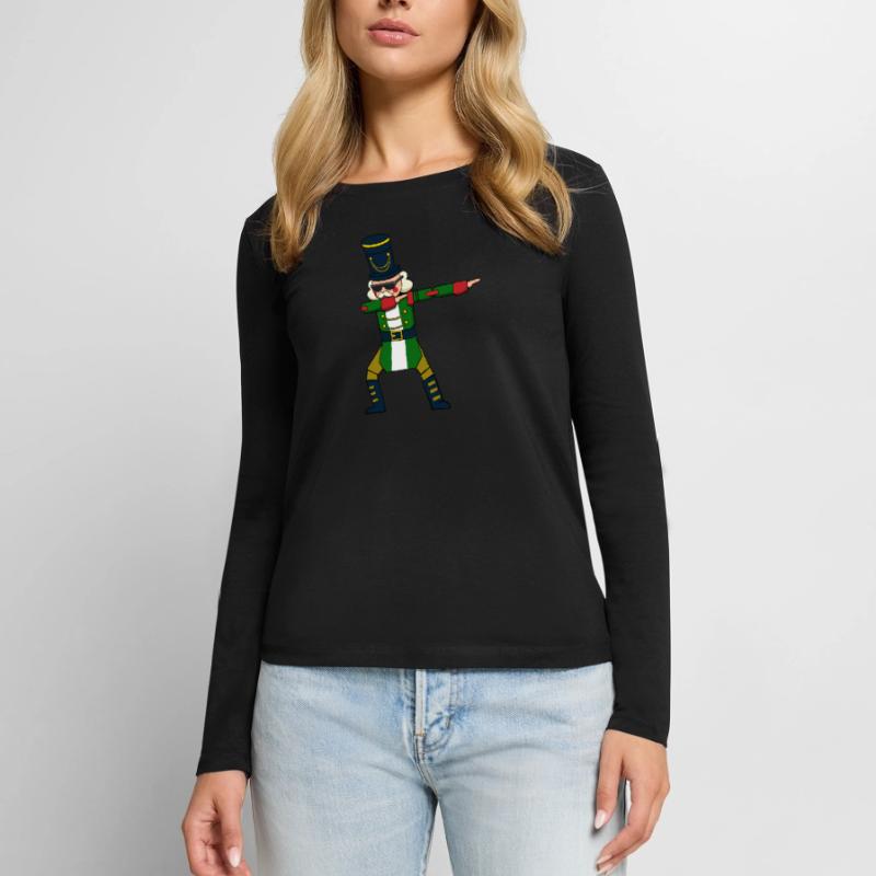 Dabbing Nussknacker Figur Weihnachtspullover Frauen Premium Bio Langarmshirt