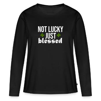 Lucky Luck Bénédiction Béni Divin - T-shirt manches longues Premium bio Femme - noir - Devant - Julia (174cm)