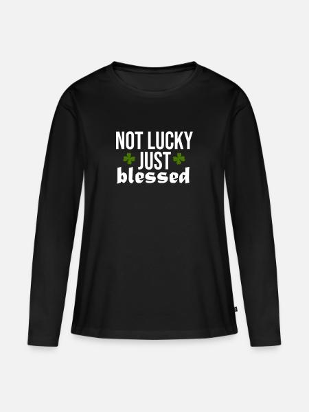 Lucky Luck Blessing Blessed Divine - Frauen Premium Bio Langarmshirt - Schwarz