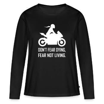 Motocycliste motarde sens de la vie Sportbike - T-shirt manches longues Premium bio Femme - noir - Devant - Julia (174cm)