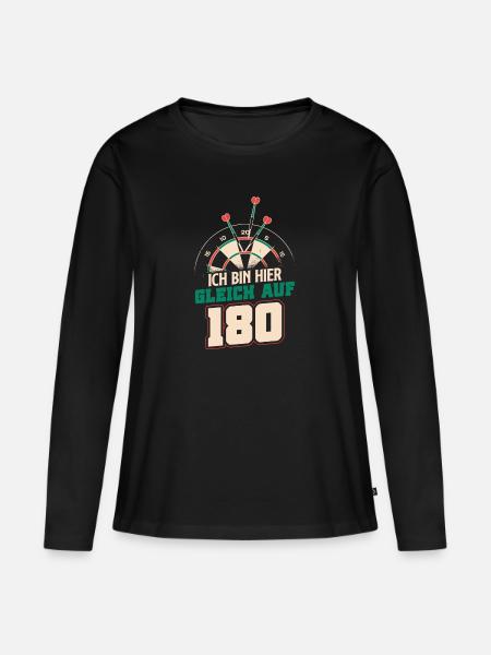 Ich bin hier gleich auf 180 Darten Dart Lustiges - Frauen Premium Bio Langarmshirt - Schwarz