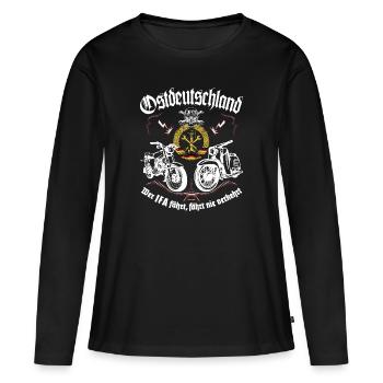 Simson Mopedkult Ostdeutschland - Frauen Premium Bio Langarmshirt - Schwarz - Vorne - Julia (174cm)