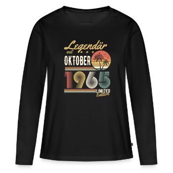 Legendär Seit Oktober 1965 Geburtstag Geschenk - Frauen Premium Bio Langarmshirt - Schwarz - Vorne - Julia (174cm)