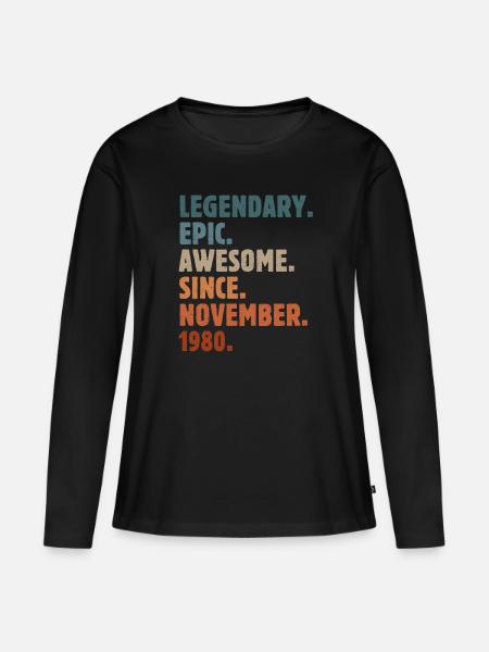 1980 November Jahrgang Geburtstag Geschenk - Frauen Premium Bio Langarmshirt - Schwarz