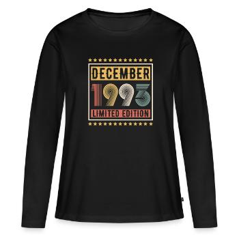 Millésime Décembre 1993 Edition Limitée Anniversaire - T-shirt manches longues Premium bio Femme - noir - Devant - Julia (174cm)