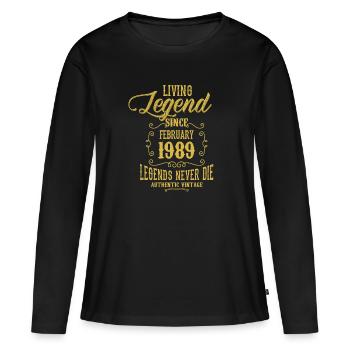 Légende vivante depuis février 1989 - T-shirt manches longues Premium bio Femme - noir - Devant - Julia (174cm)