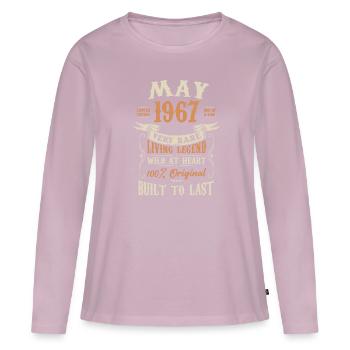 May 1967 Birthday Present - Women's Premium Organic Long Sleeve Shirt - dusky pink - Front - Julia (174cm)