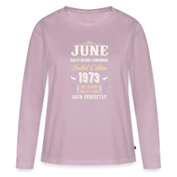 Juni 1973 Vintage Geburtstag Geschenk - Frauen Premium Bio Langarmshirt - Altrosa - Vorne - Julia (174cm)