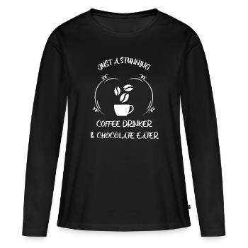 Café, expresso, café et chocolat - T-shirt manches longues Premium bio Femme - noir - Devant - Julia (174cm)