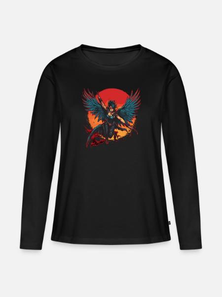 Monster Ungeheuer Dämon Teufel Vampir Guhl Zombie - Frauen Premium Bio Langarmshirt - Schwarz