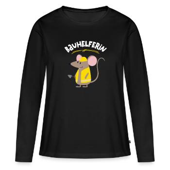 Bauhelferin Hausbau Bauarbeiterin Handwerkerin - Frauen Premium Bio Langarmshirt - Schwarz - Vorne - Julia (174cm)