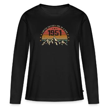 Jahrgang 1951 - Vintage Geburtstagsgeschenk 1951 - Frauen Premium Bio Langarmshirt - Schwarz - Vorne - Julia (174cm)